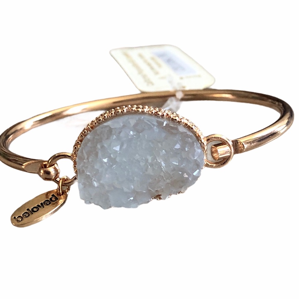 Light grey faux Druzy gold bracelet